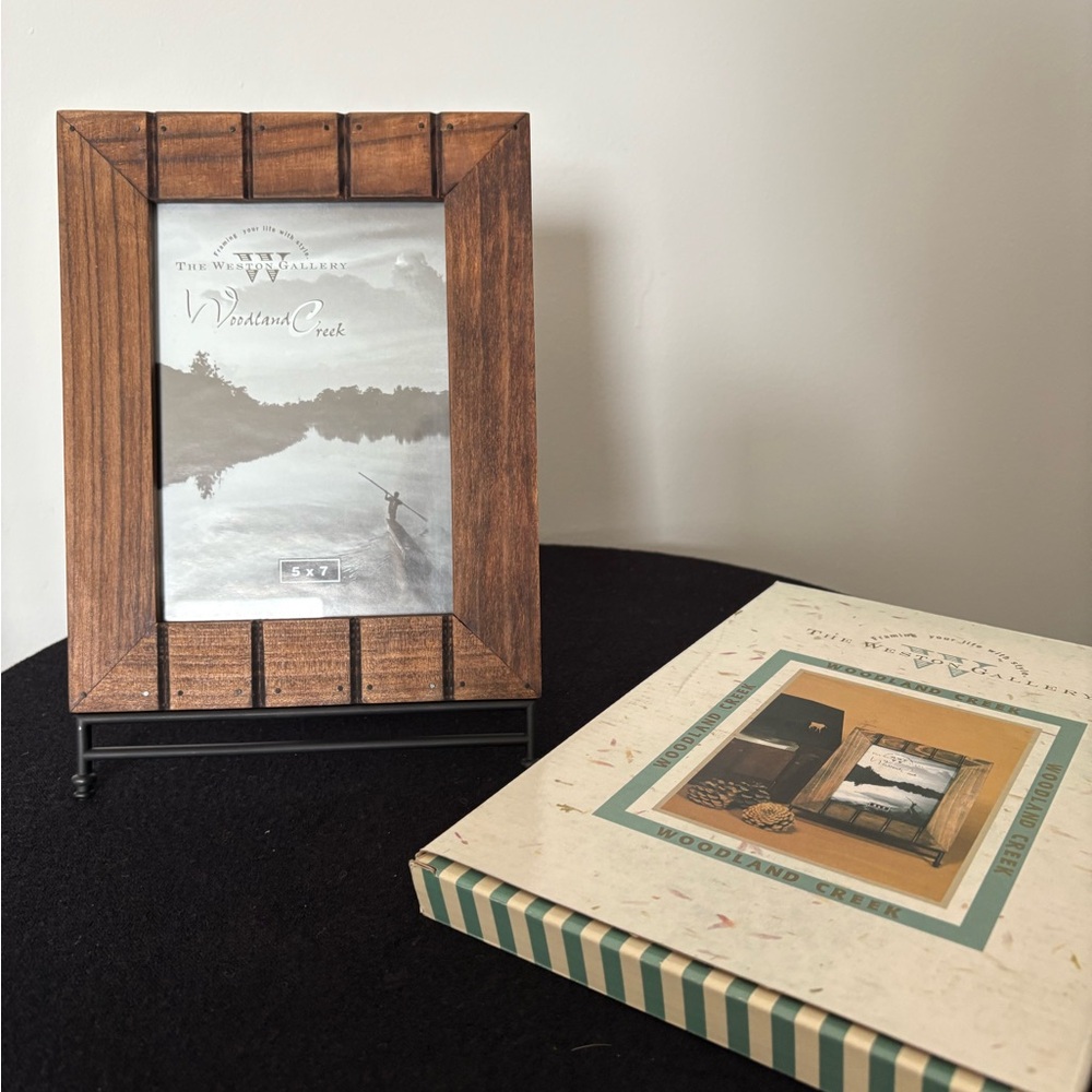 Weston Gallery “Woodland Creek” 5x7 Frame Wood w/ Metal Stand NEW IN BOX